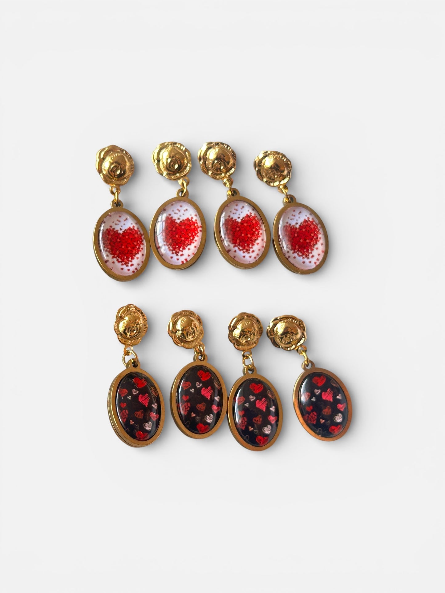 Vintage Heart Cameo Drop Earrings