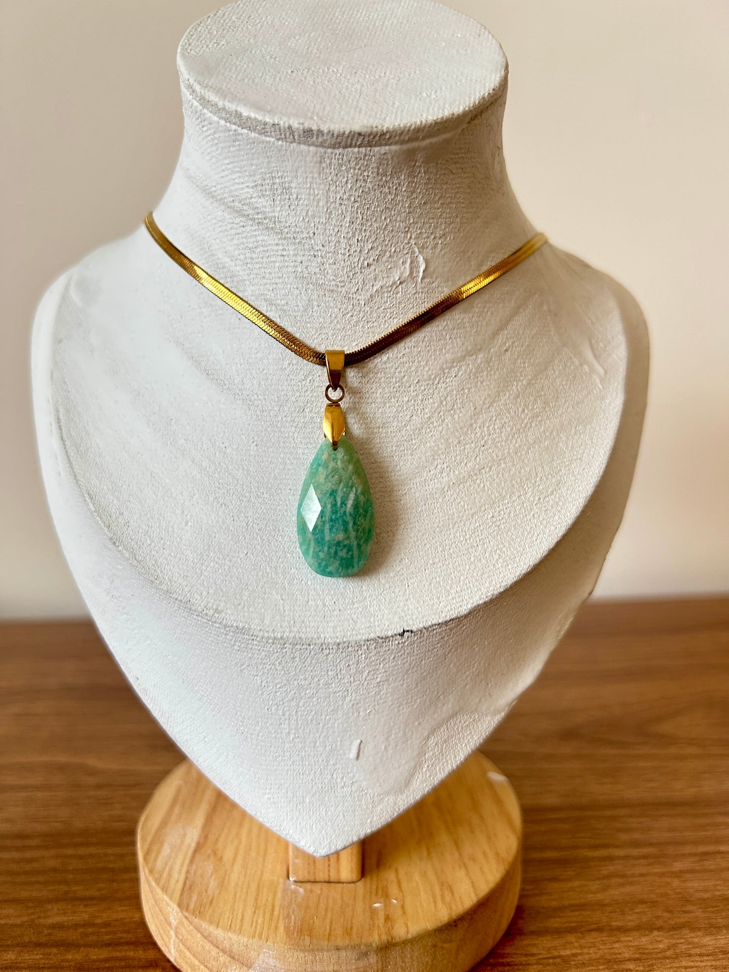 Natural Gemstone Teardrop Pendant Necklace
