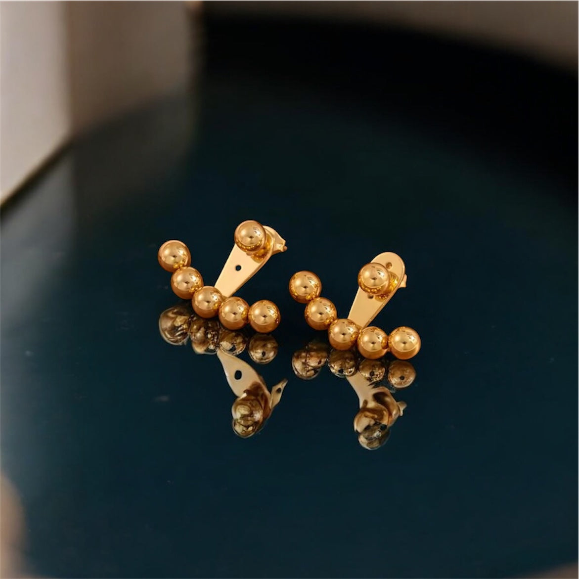 Golden Arc Ear Jacket Stud Earrings