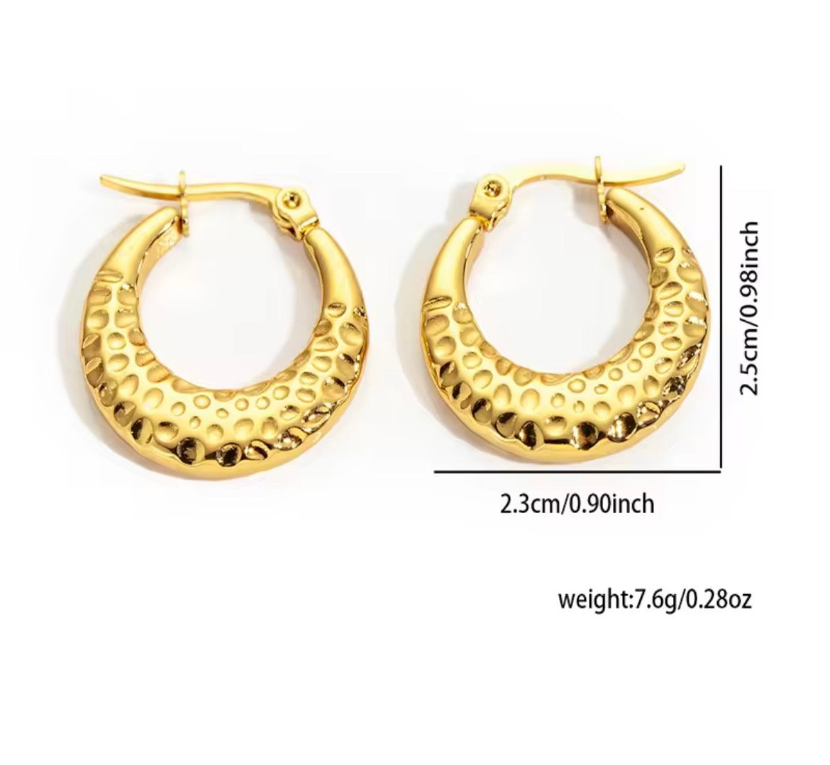 Textured Statement Hoop Earrings – Stainless Steel