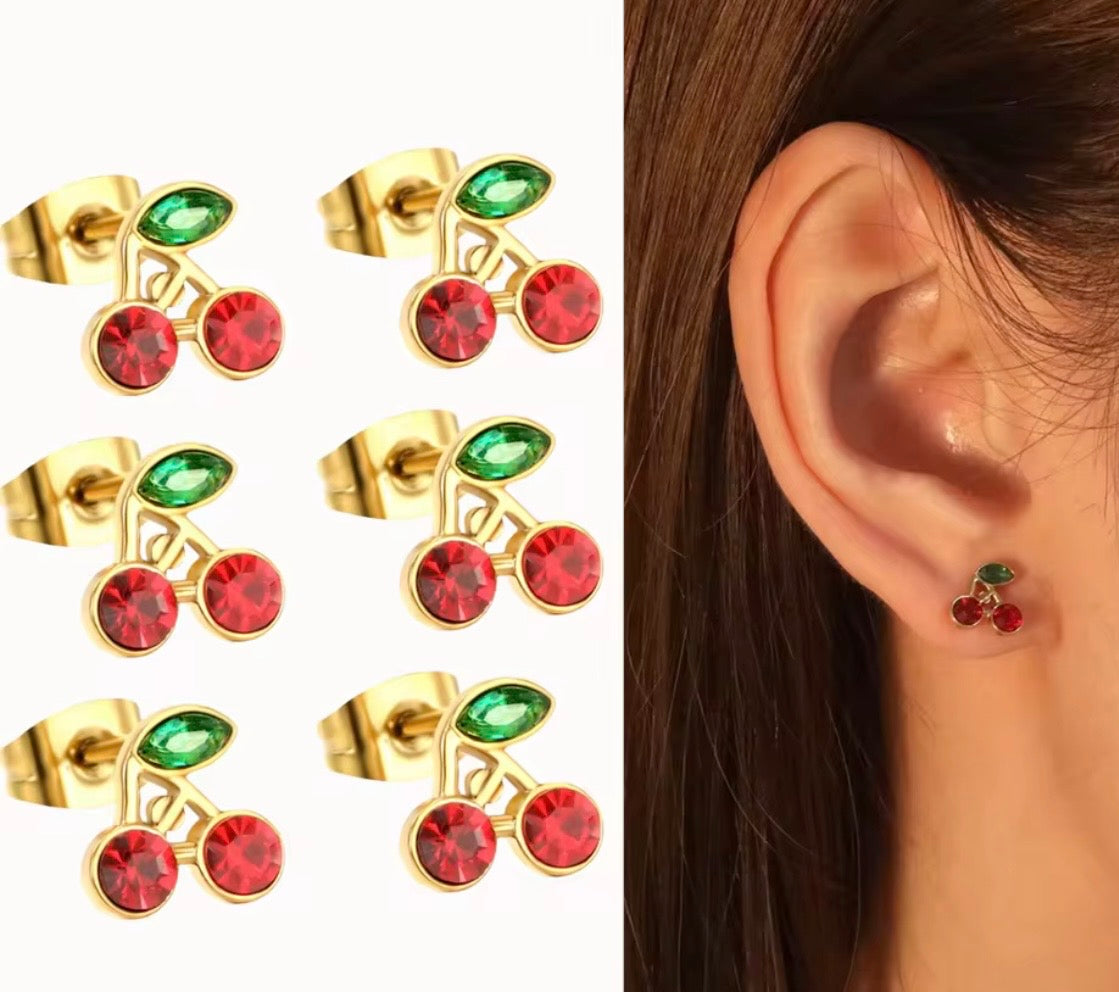 Cherry Spark Stud Earrings