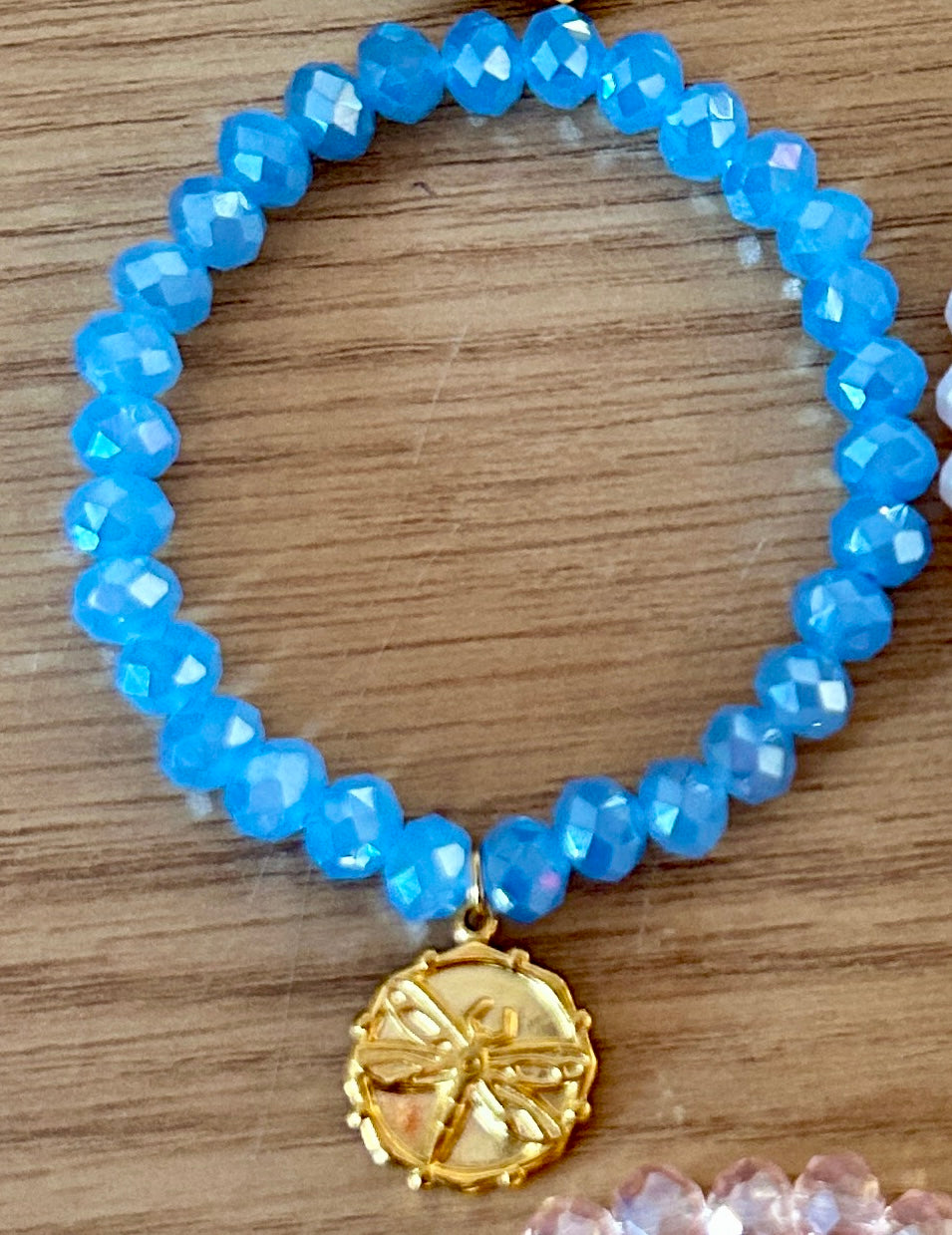 8mm Glass Beads Charm Bracelet