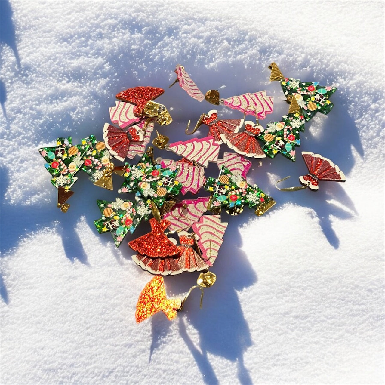 Christmas Earrings Collection – Lightweight Acrylic Festive Studs & Dangles