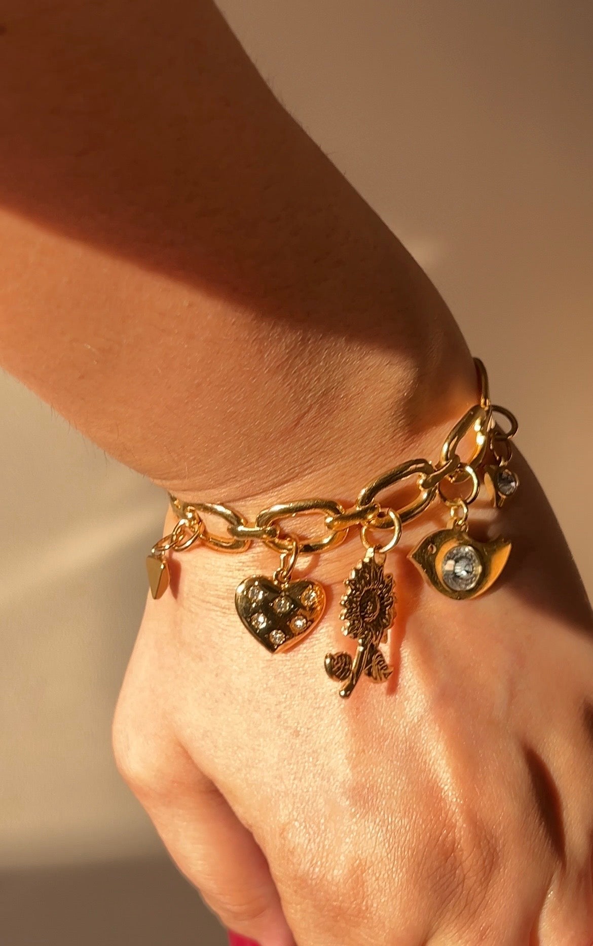 Sunflower Charm Hand Cuff Bracelet