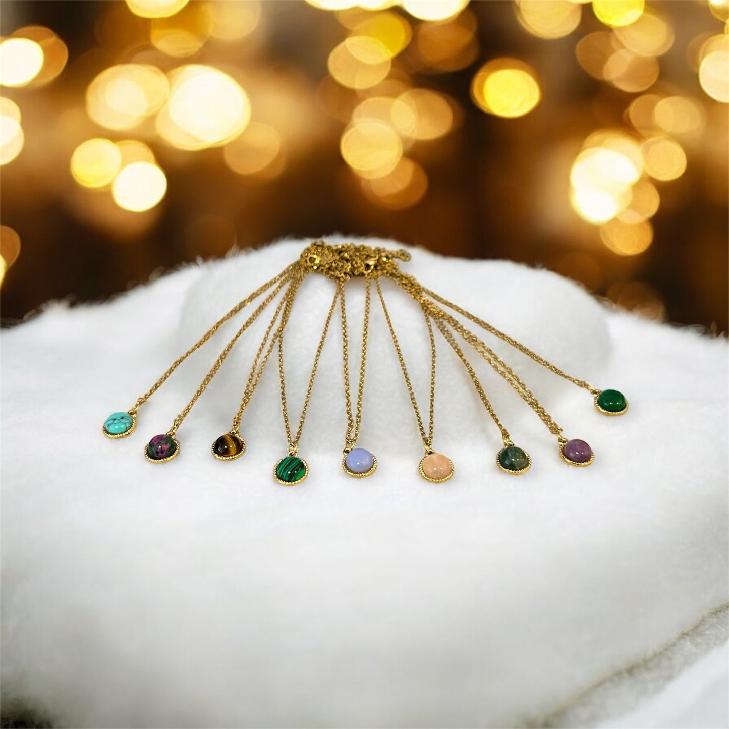 Mystic Earth Collection – Natural Stone Jewellery Set (Malachite, Amethyst, Tiger Eye, Turquoise, Green Jade, Rose Quartz, Blue Lace Agate,Plant Agate, Unakite)