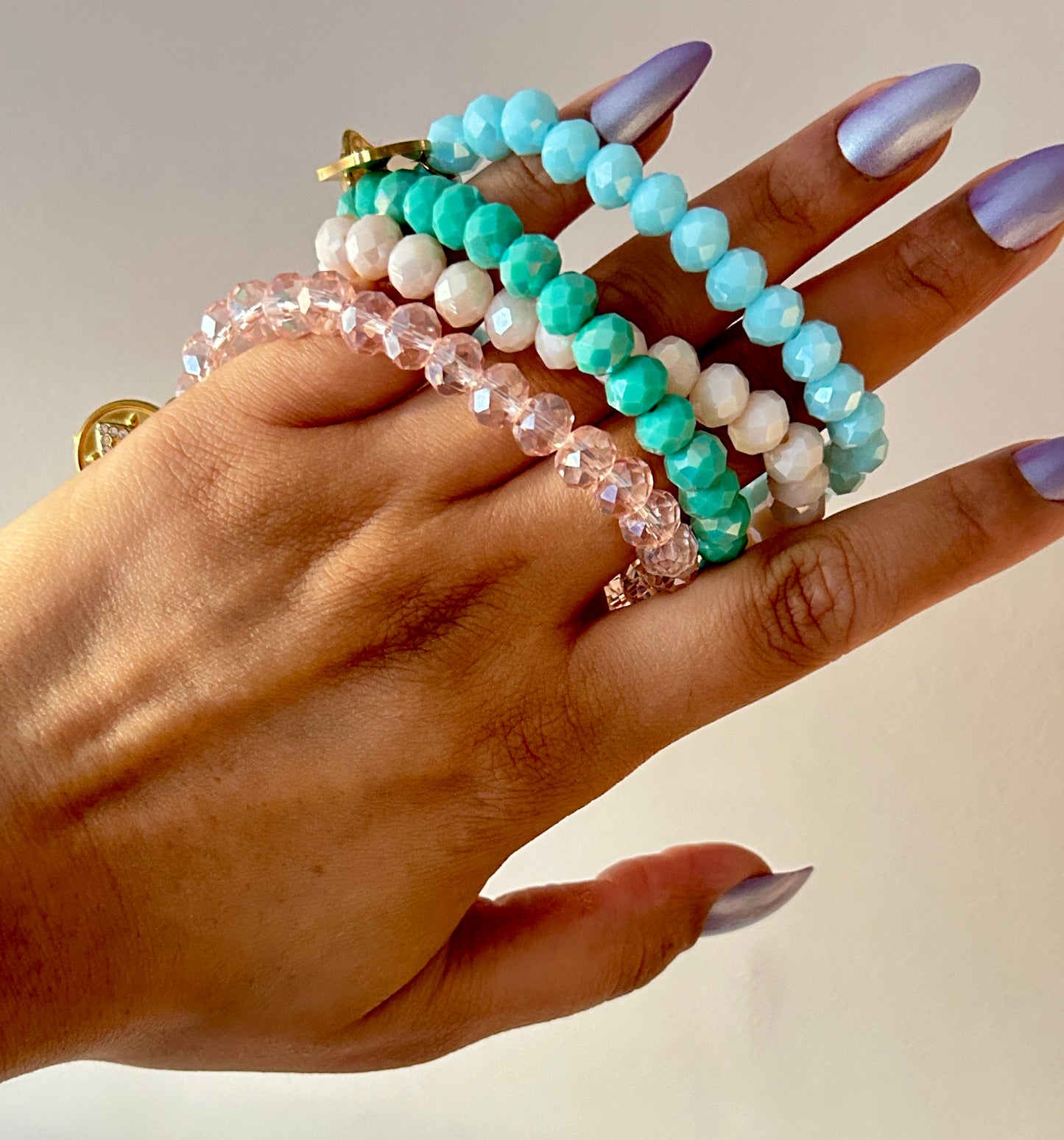 8mm Glass Beads Charm Bracelet