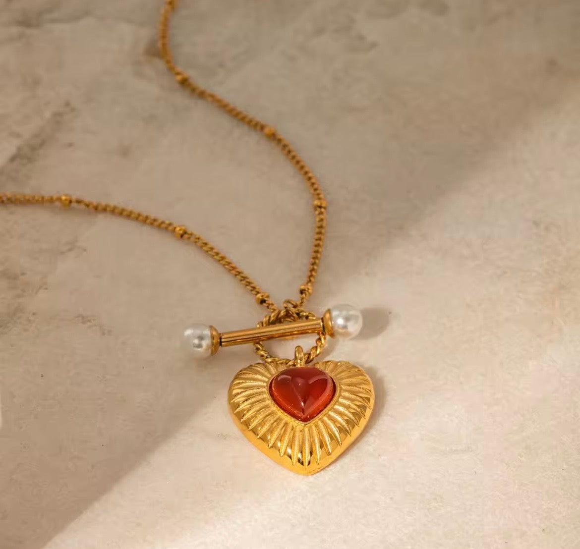 Scarlet Heart Toggle Necklace