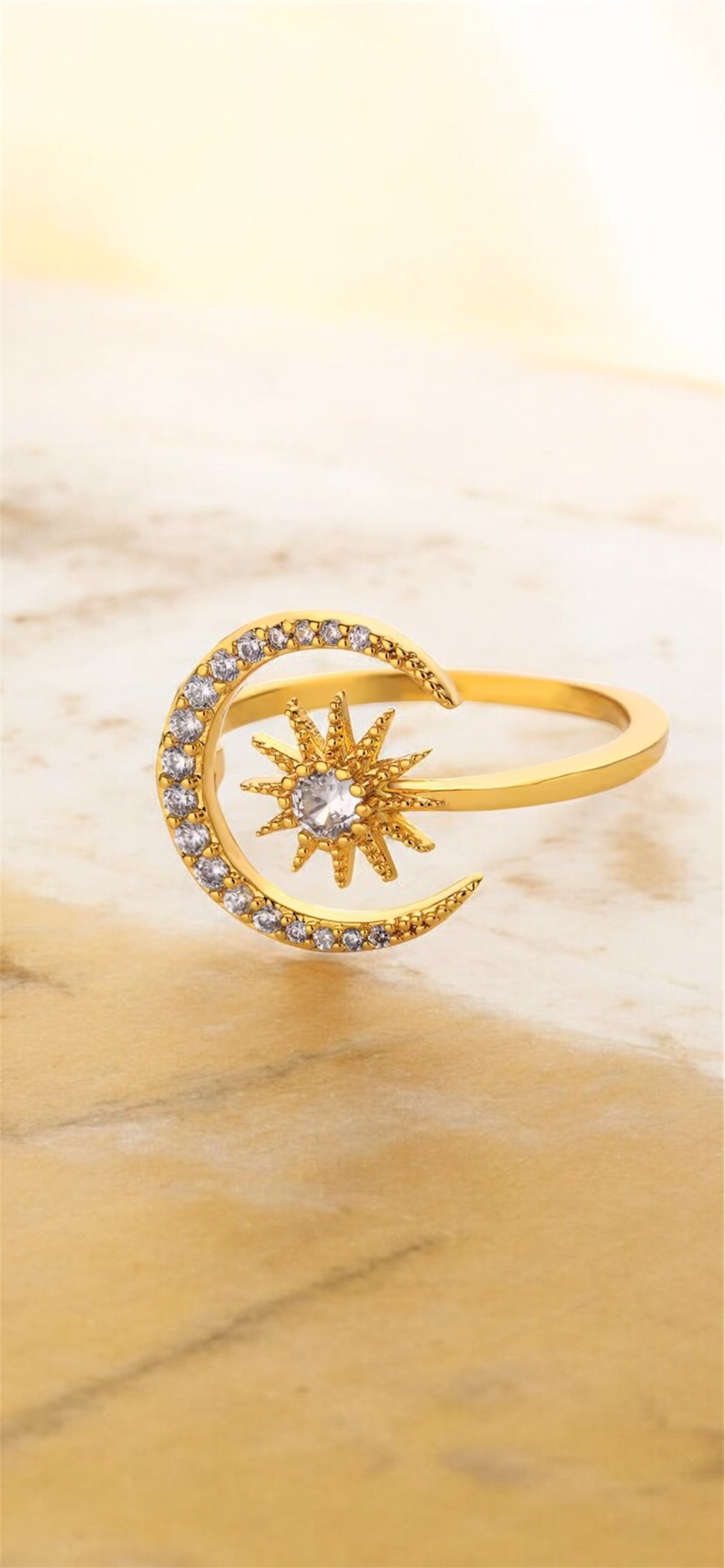 🌙 Celestial Moon & Star Adjustable Ring