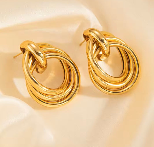Gold Layered Loop Stud Earrings