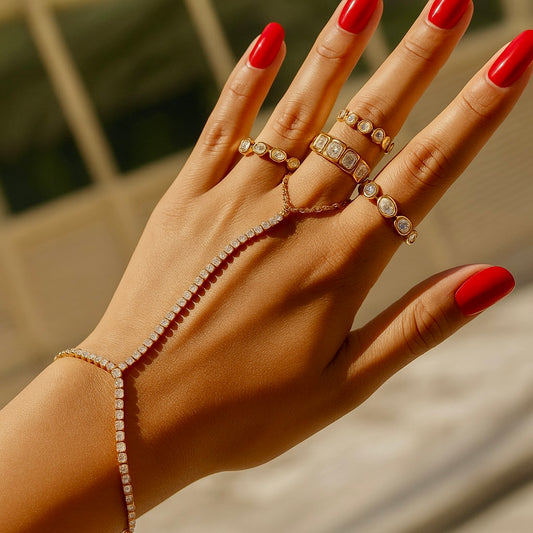 Radiant Zirconia Hand Chain Bracelet