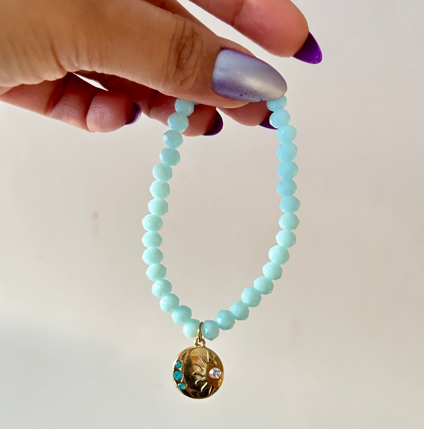 6mm Glass Beads Charm Bracelet