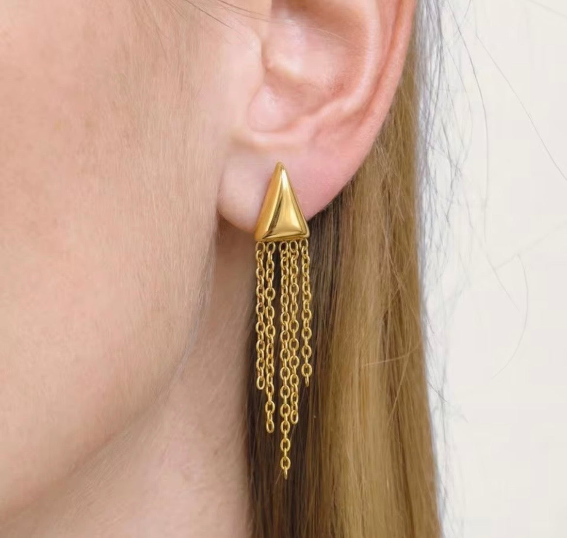 Golden Cascade Tassel Earrings – Stainless Steel