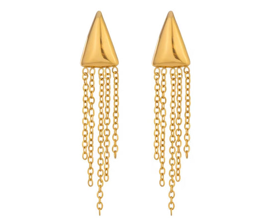 Golden Cascade Tassel Earrings – Stainless Steel