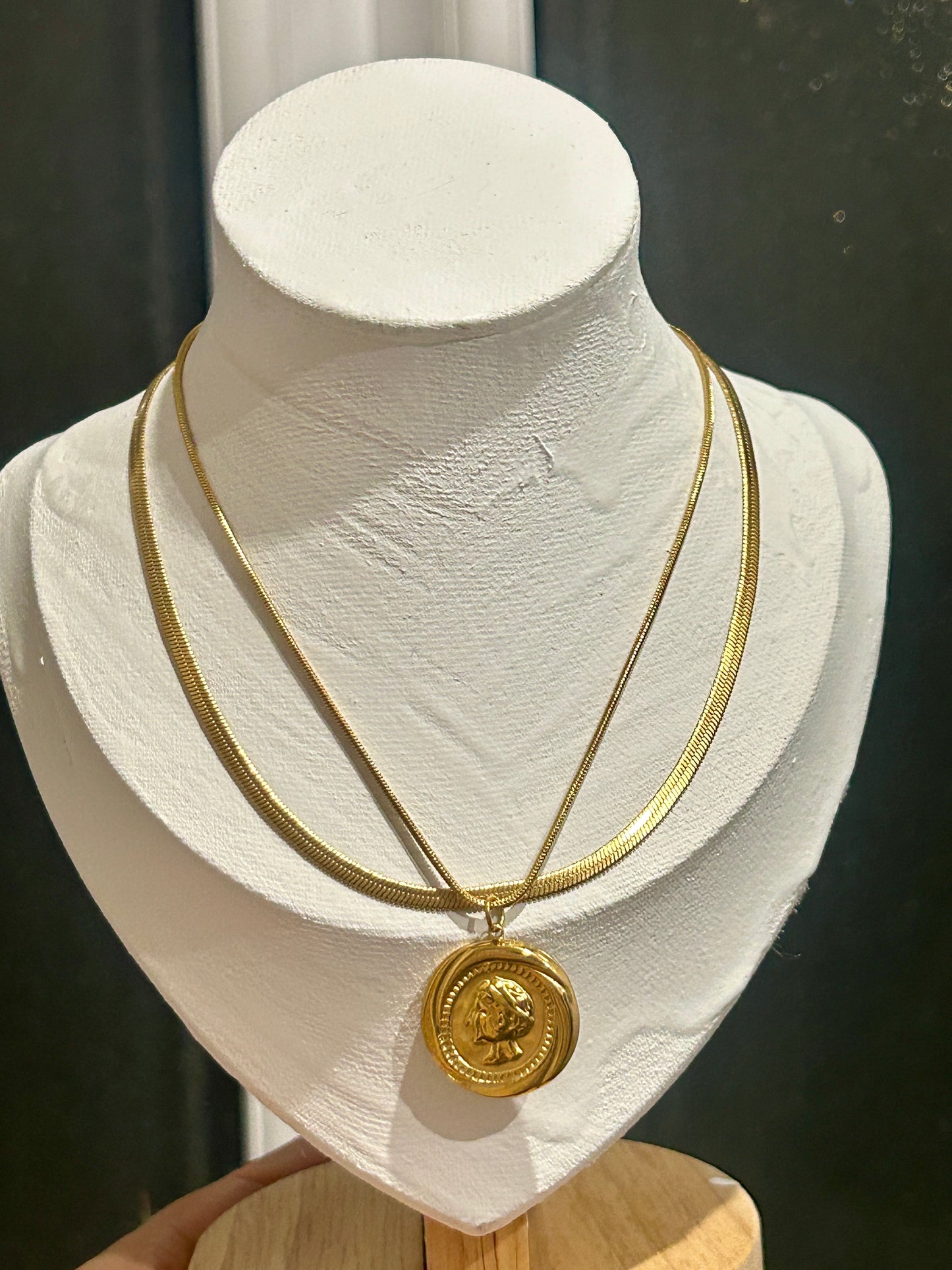 Imperial Double Layer Coin Necklace