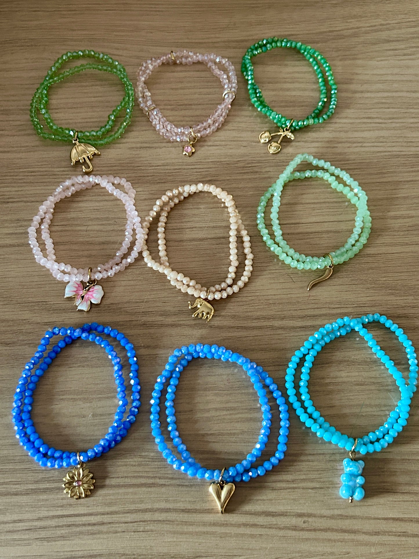 Double Layer Glass Beads Charm Bracelet