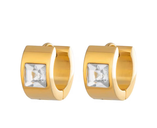 Luna Prism Hoop Earrings – 18K Gold Plated