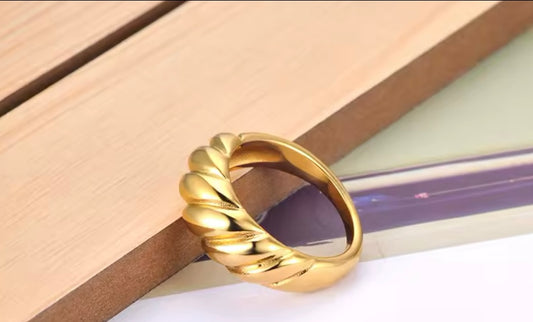 Golden Twist Stainless Steel Ring