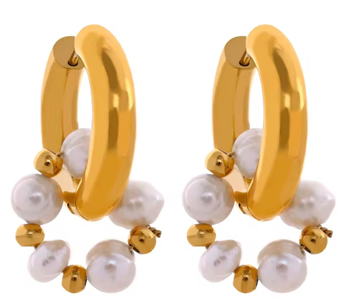 Pearl Blossom Convertible Hoops