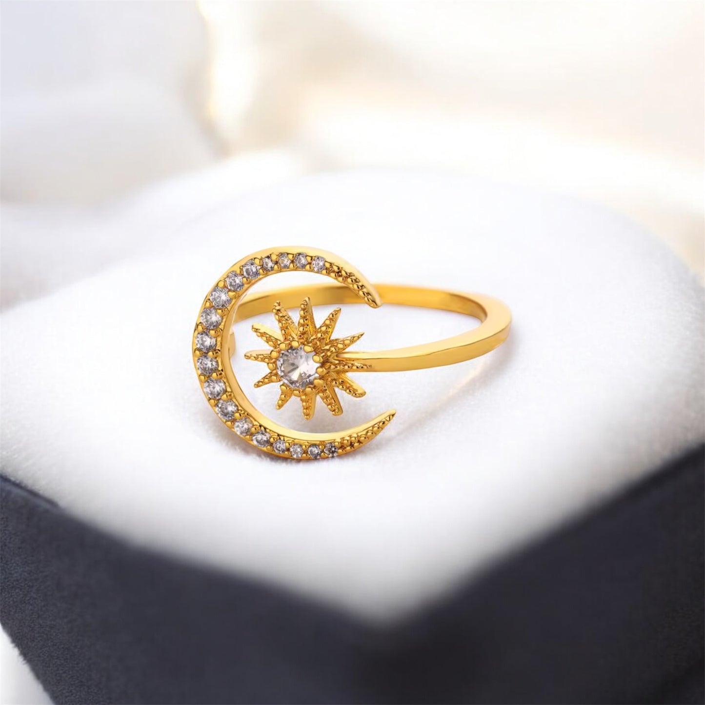 🌙 Celestial Moon & Star Adjustable Ring