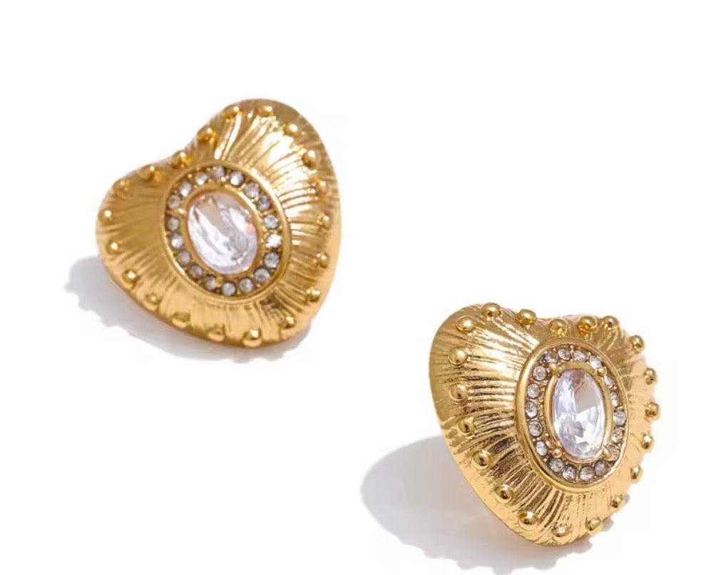 Solara Heartburst Stud Earrings – 18K PVD Gold Plated