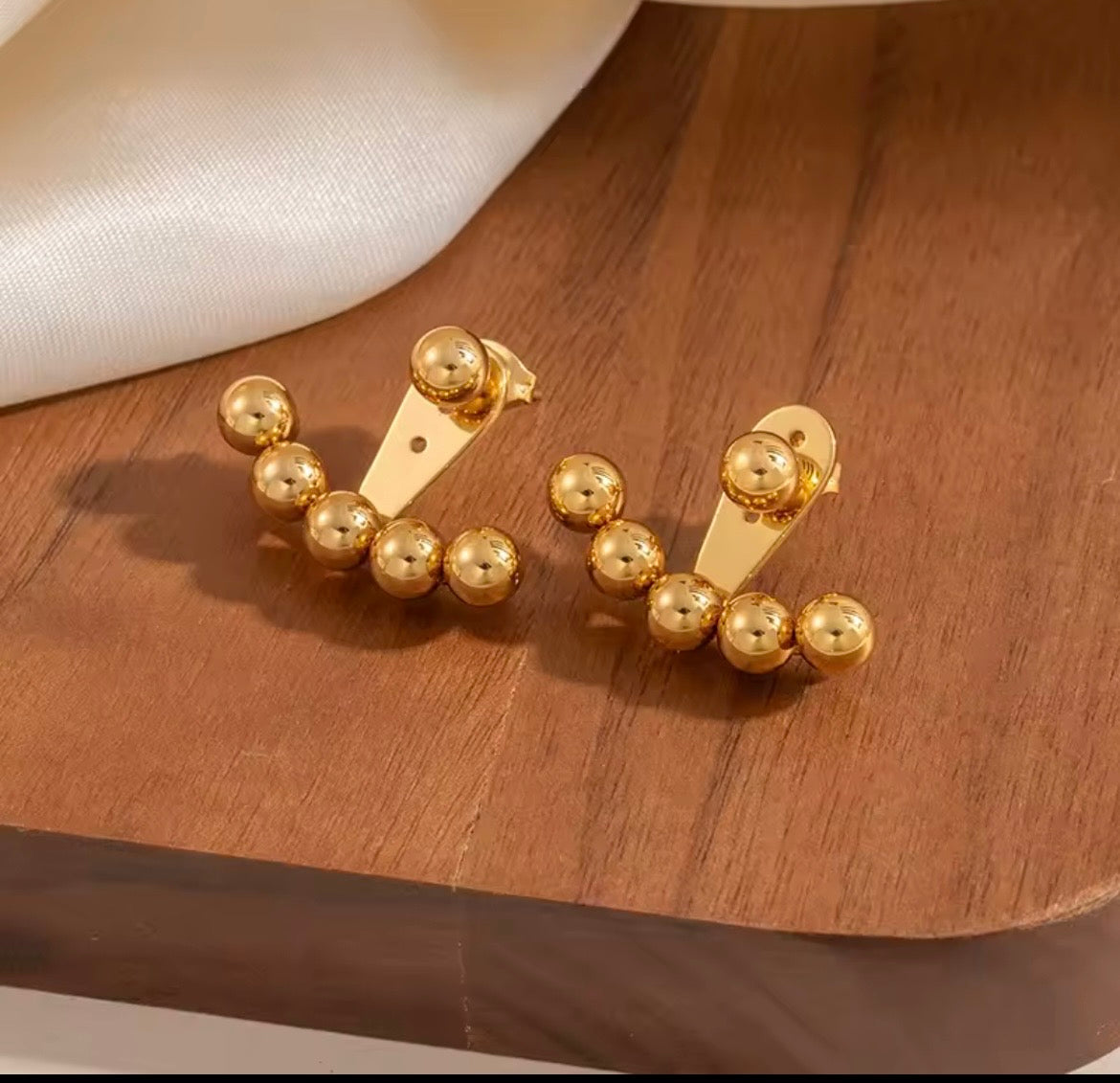 Golden Arc Ear Jacket Stud Earrings