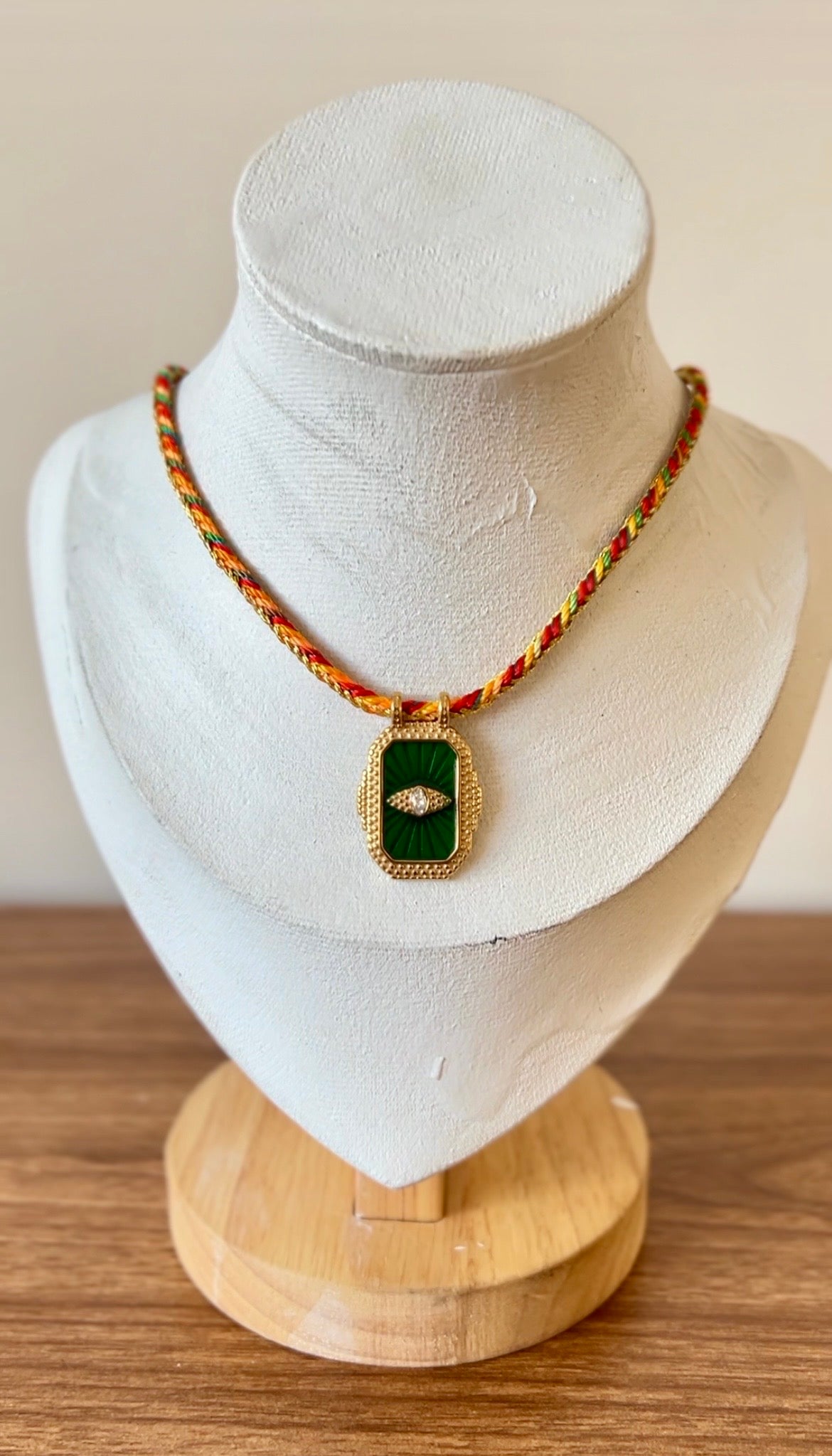 Evil Eye Braided Cord Necklace