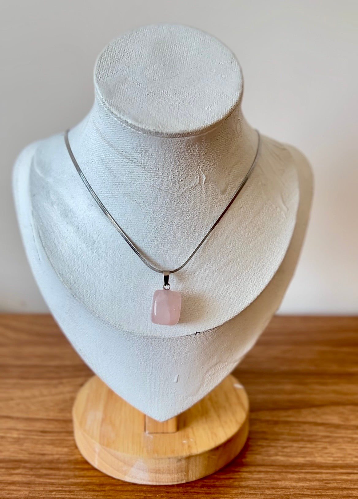 Natural Gemstone Cube Pendant Necklace – Stainless Steel