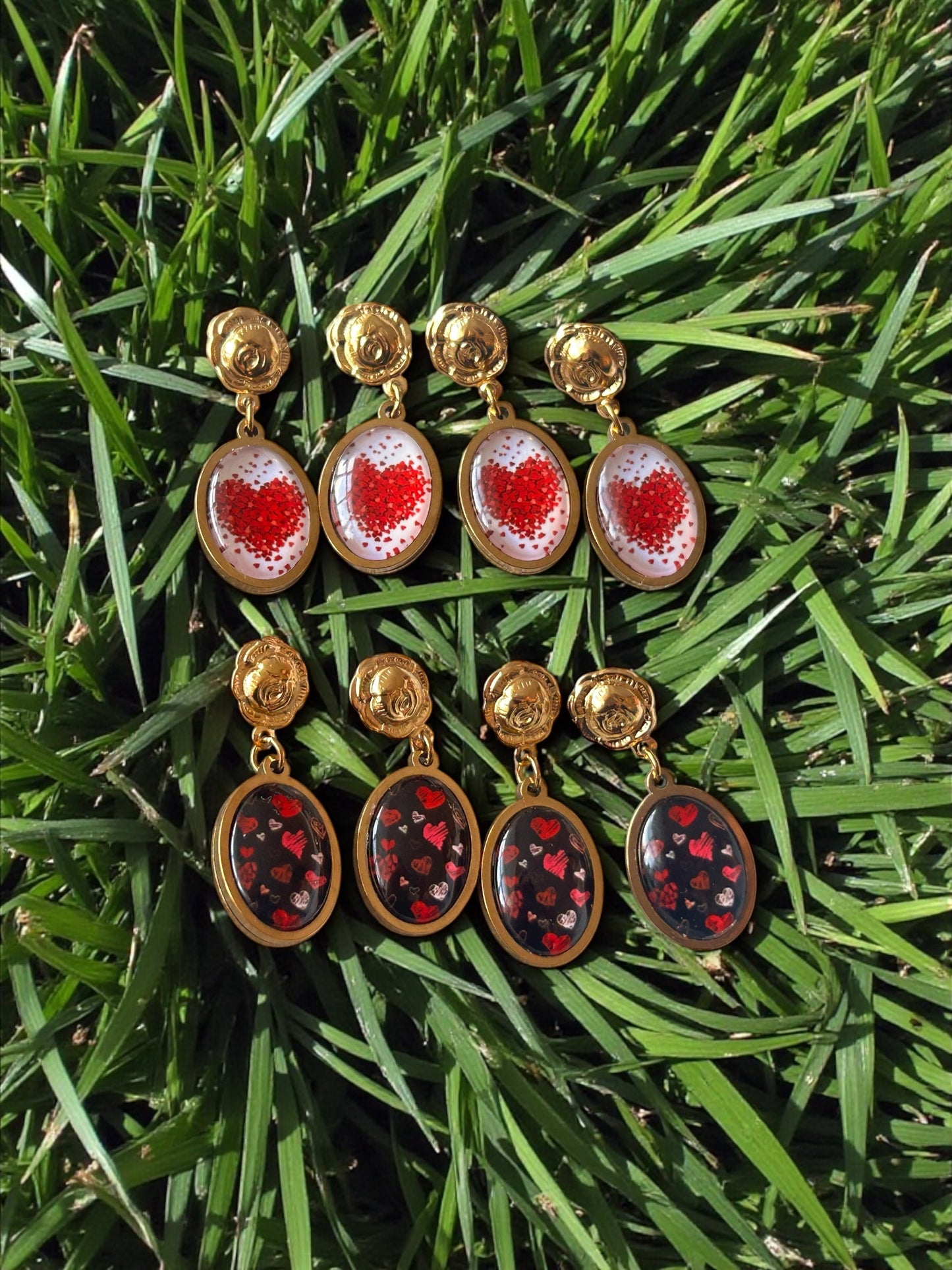 Vintage Heart Cameo Drop Earrings