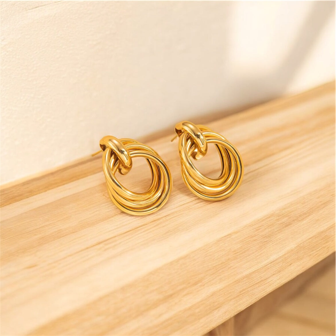 Gold Layered Loop Stud Earrings