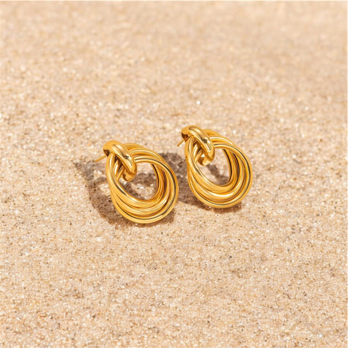 Gold Layered Loop Stud Earrings