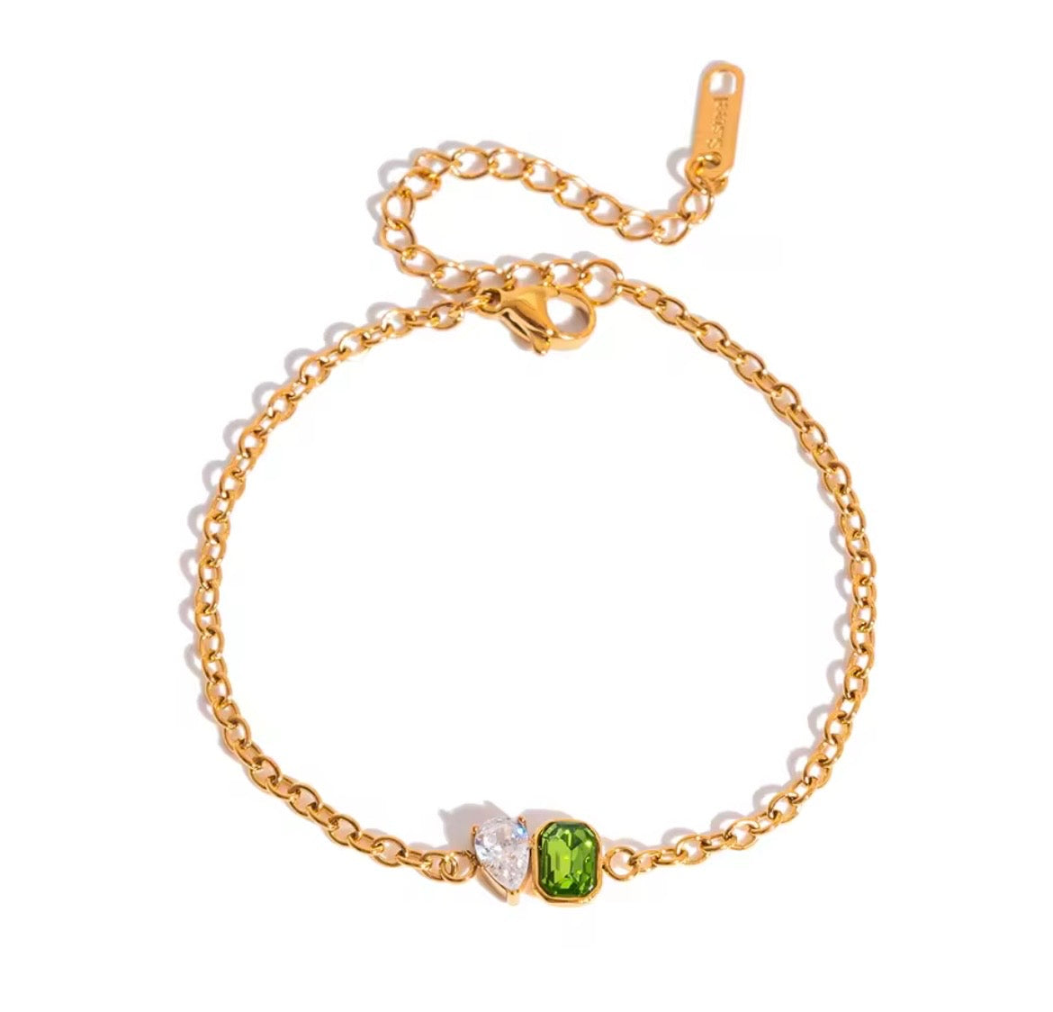 Emerald Heart Charm Bracelet