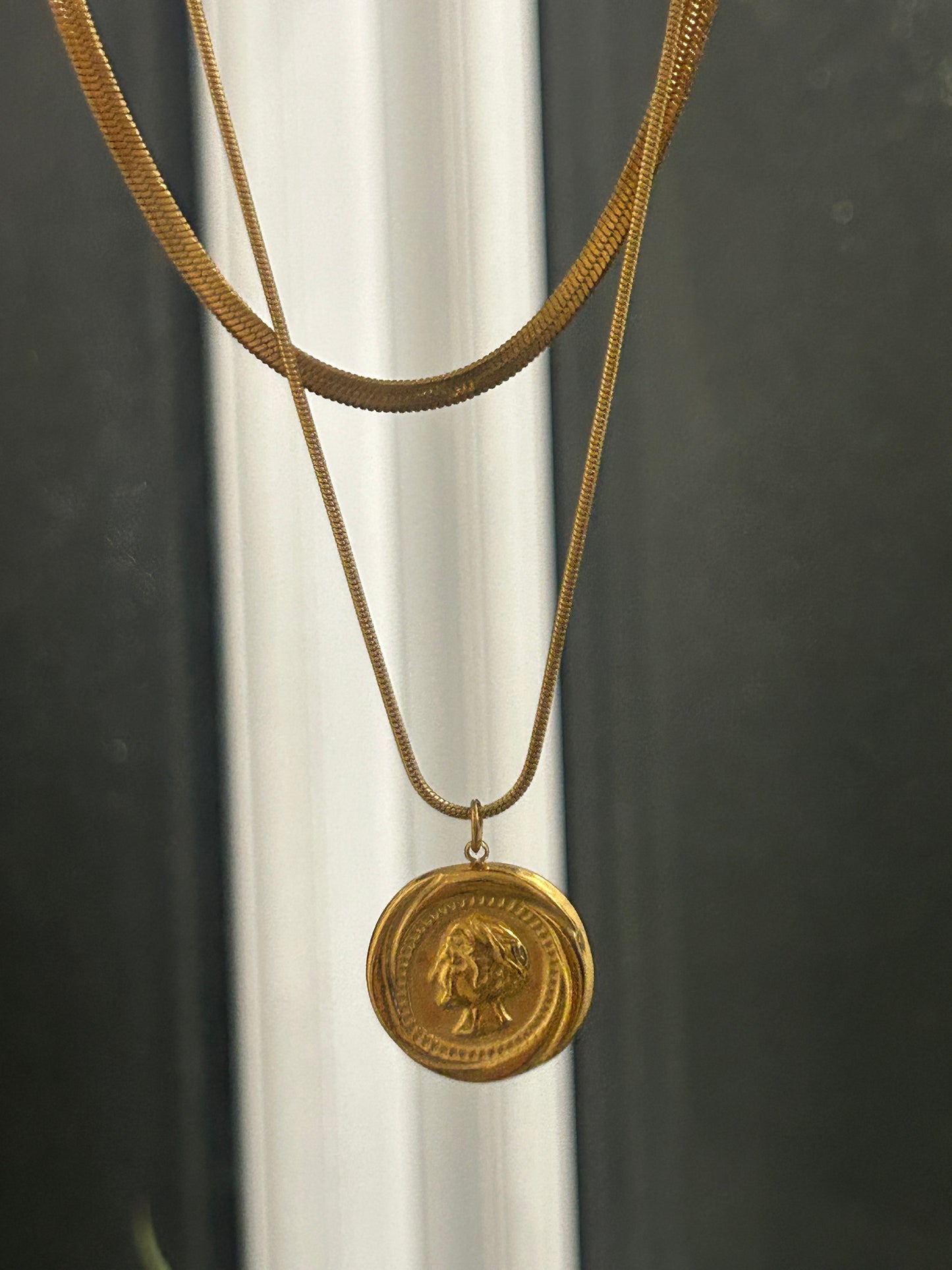 Imperial Double Layer Coin Necklace