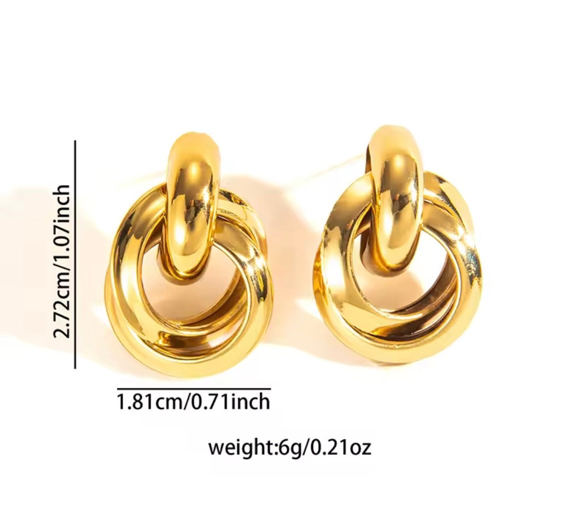 Gold Layered Loop Stud Earrings
