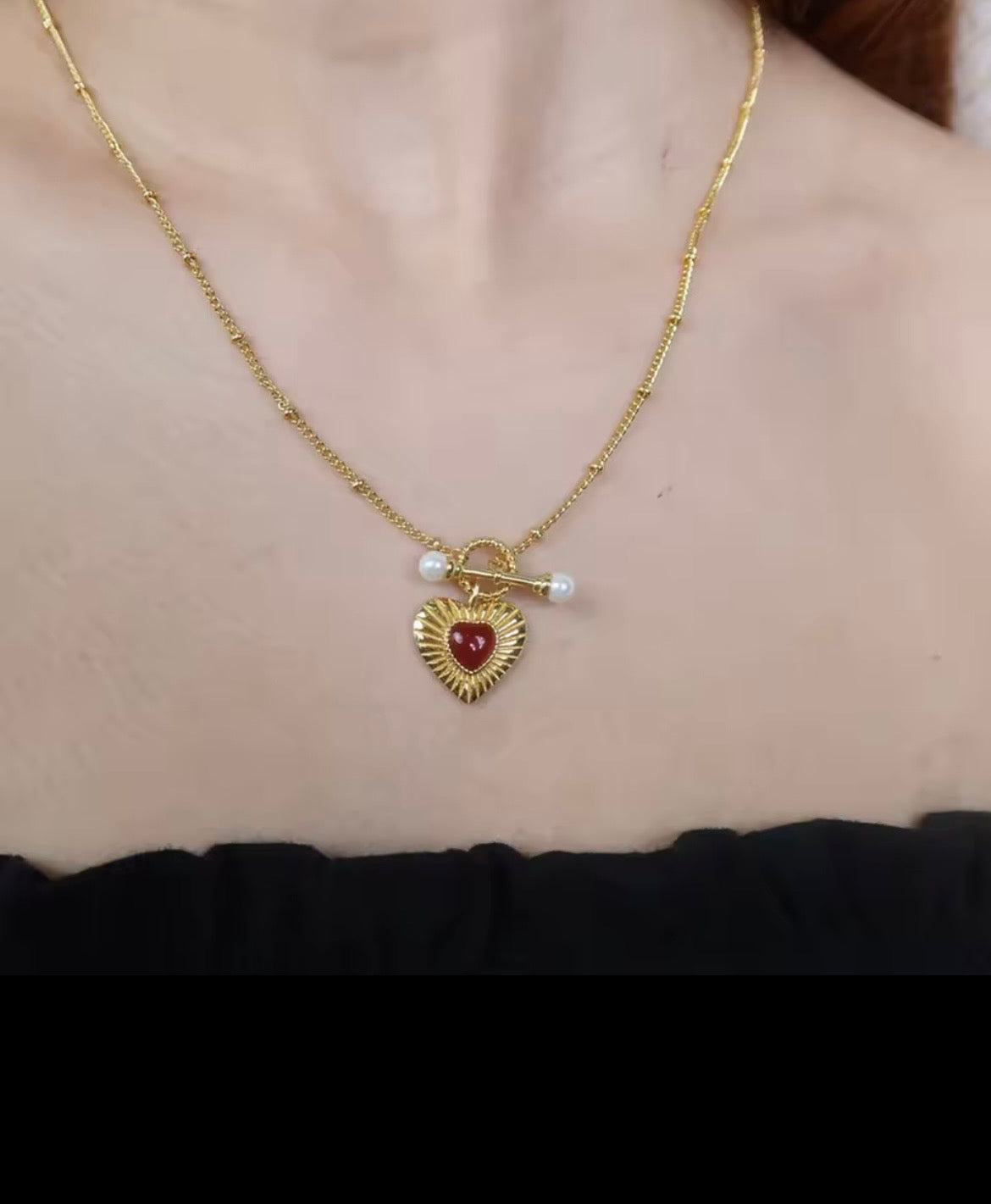 Scarlet Heart Toggle Necklace