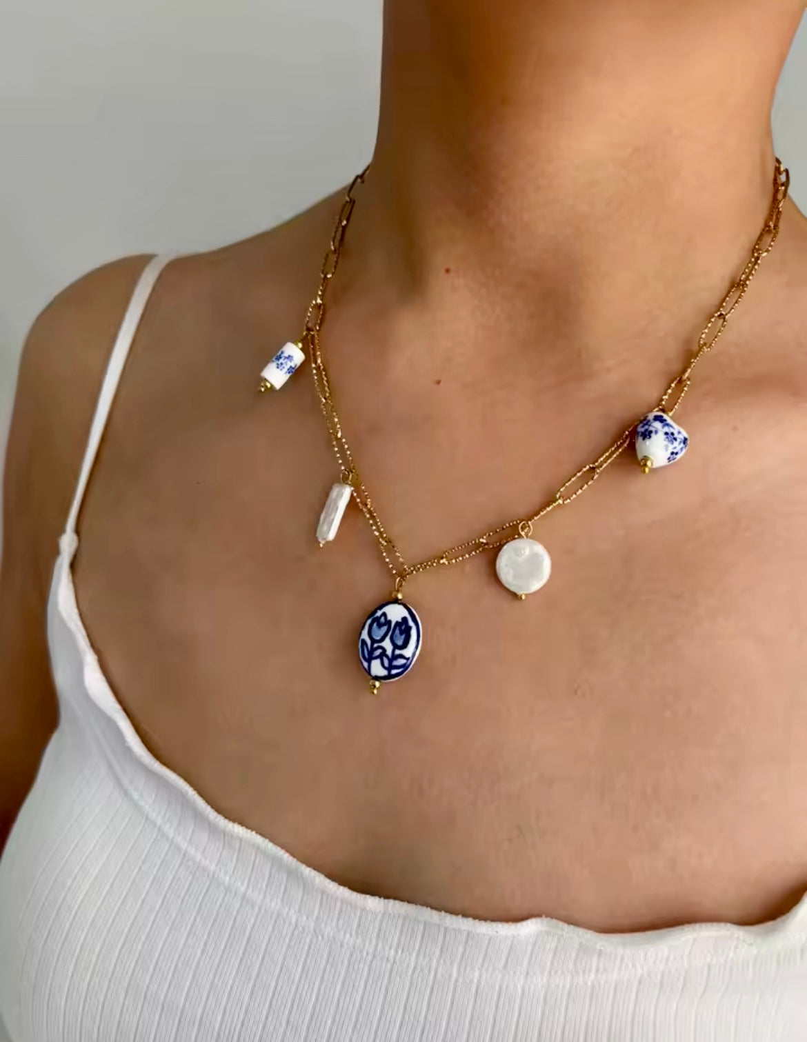 Golden Artefact Charm Necklaces – Ceramic & Royal Drop Styles