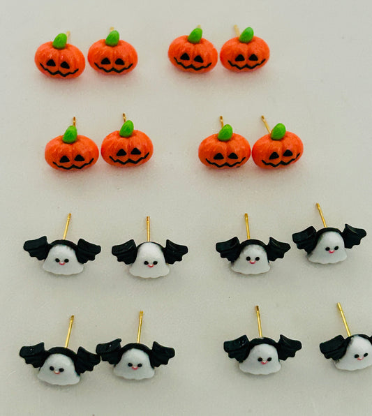 Spooky Mini Halloween Studs – Pumpkin & Ghost Edition
