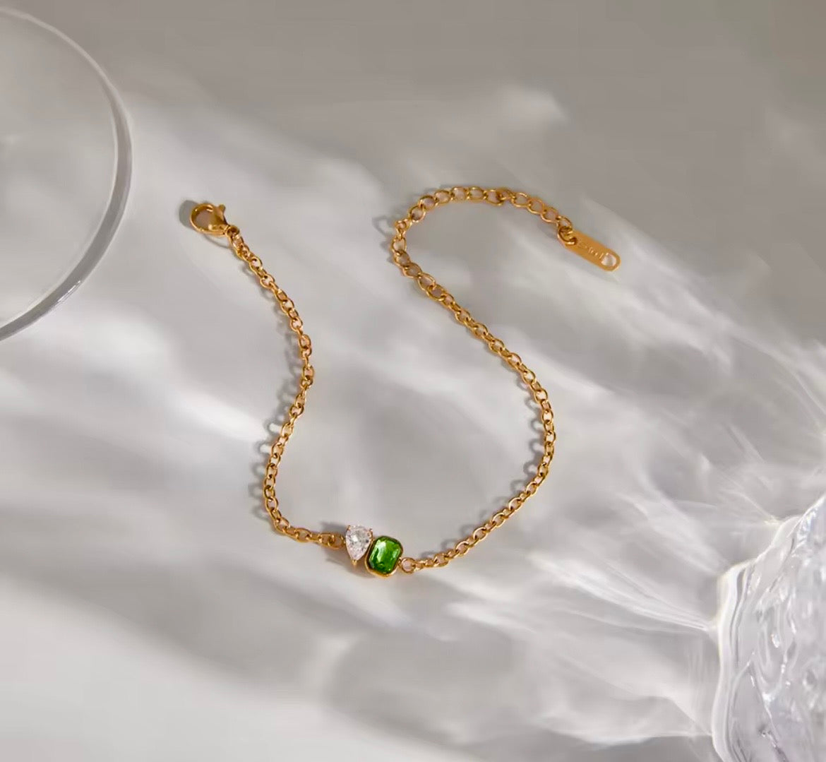Emerald Heart Charm Bracelet
