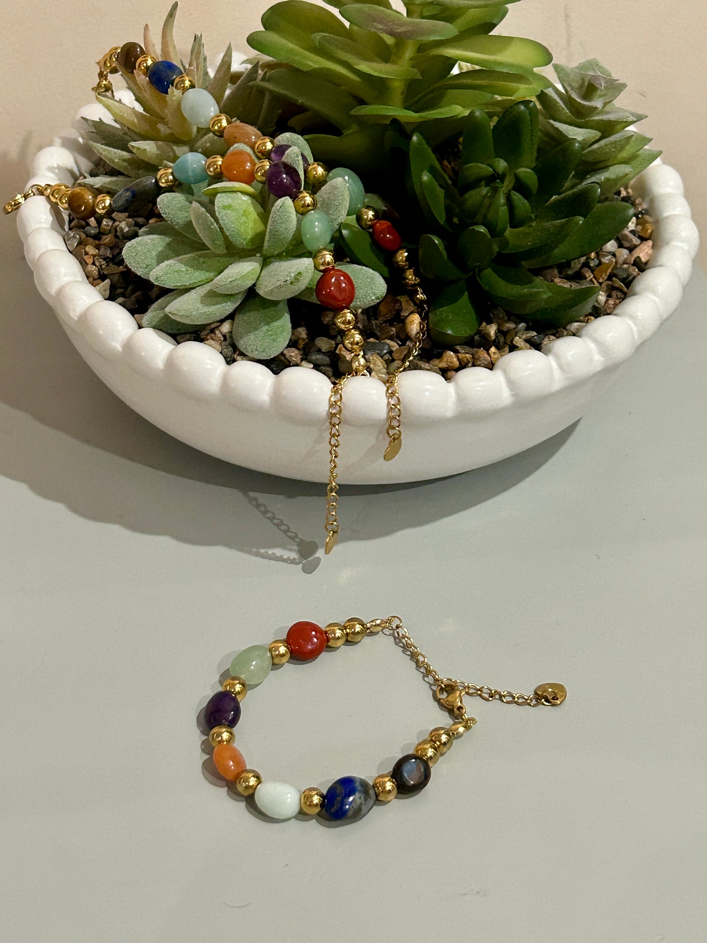 Handmade 7 Chakra Stainless Steel Bracelet