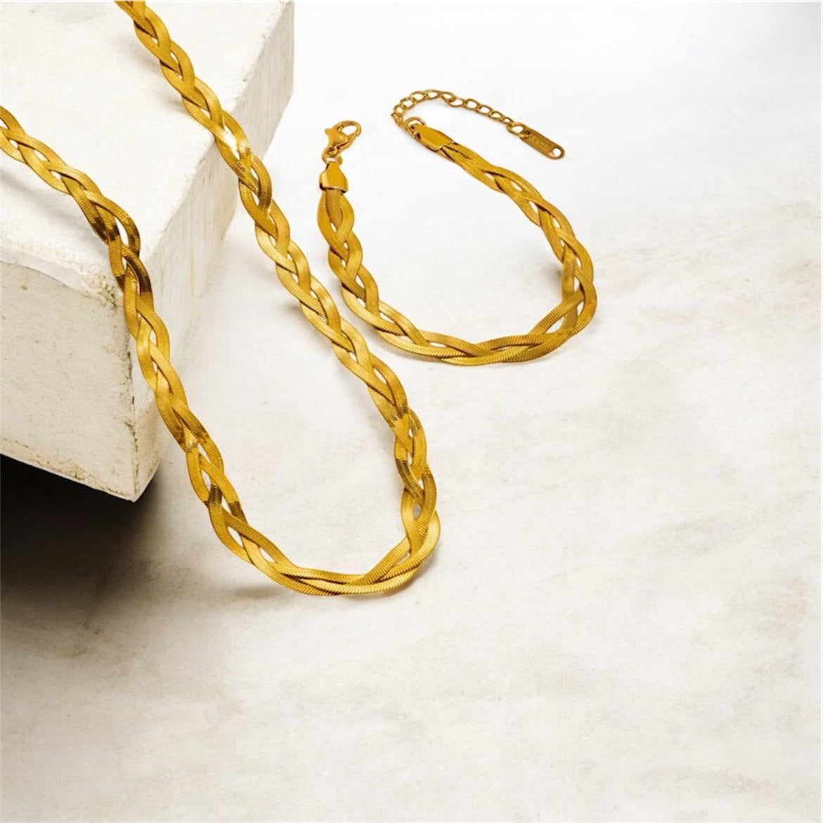 Triple Layer Snake Wave Necklace & Bracelet