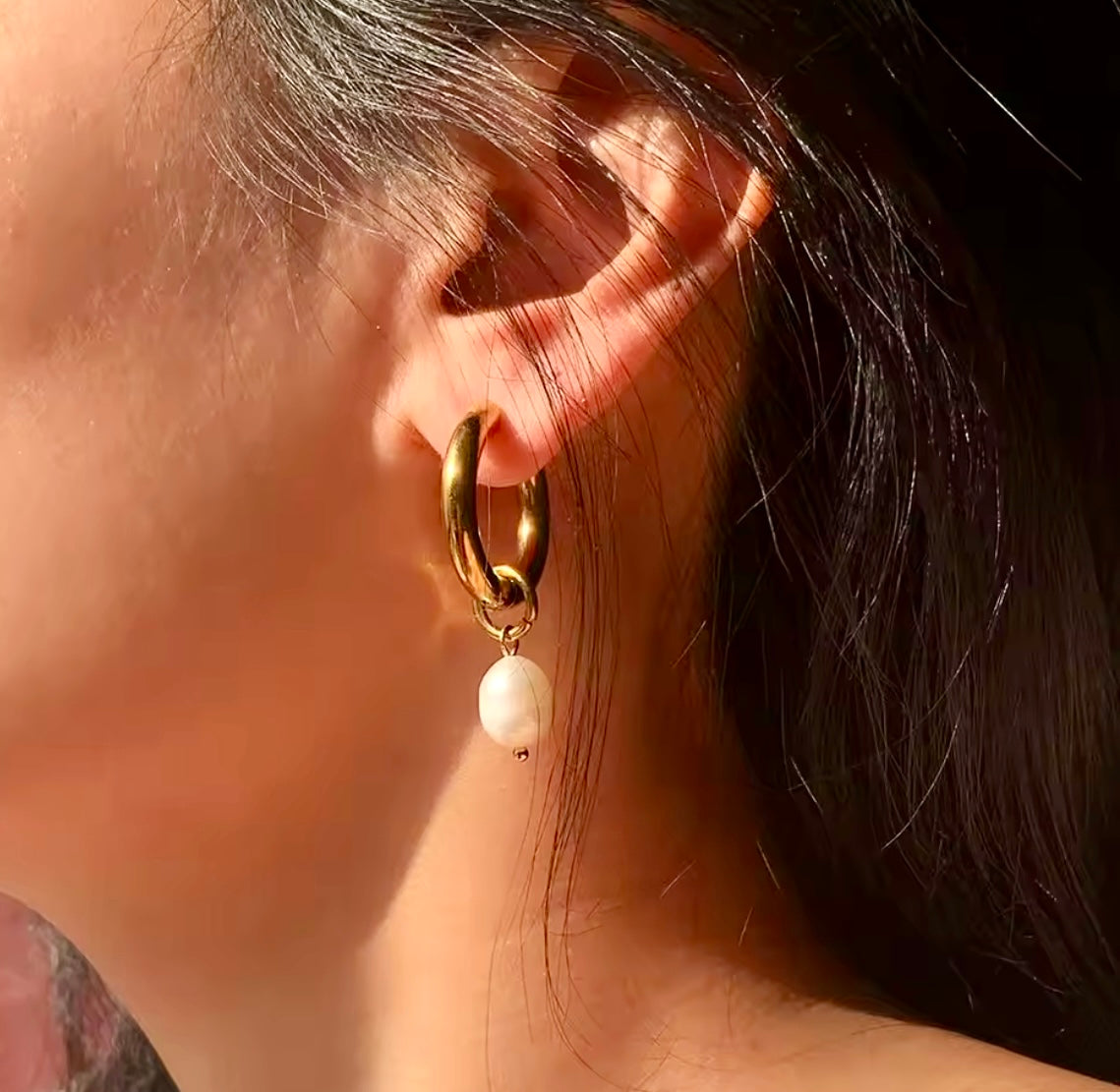 Golden Waterfall Pearl Hoops – Two Elegant Designs