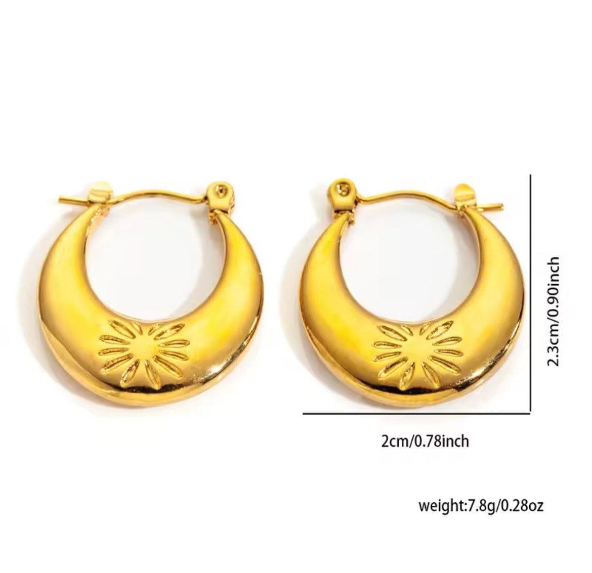 Textured Statement Hoop Earrings – Stainless Steel