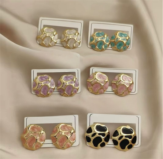 Enamel Mosaic Stud Earrings