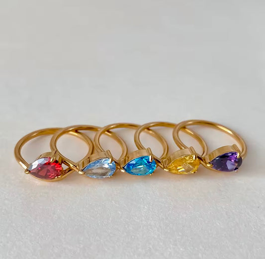 Oval Zircon Birthstone Ring – Size US 8 UK Size P½ to Q