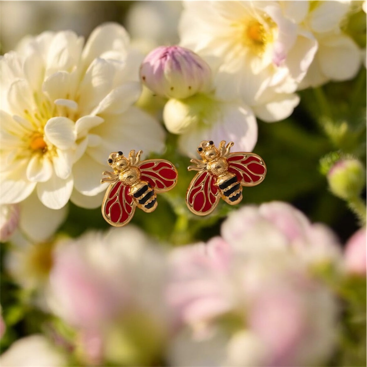 Enamel Bee Stud Earrings