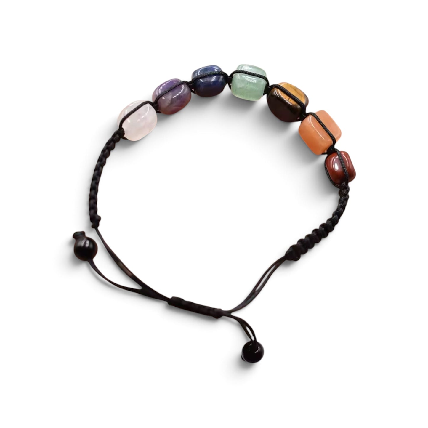 Seven Chakra Natural Stone Adjustable Bracelet – Healing Crystal Cord Bracelet