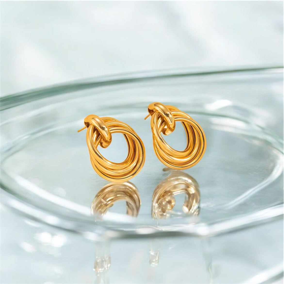 Gold Layered Loop Stud Earrings