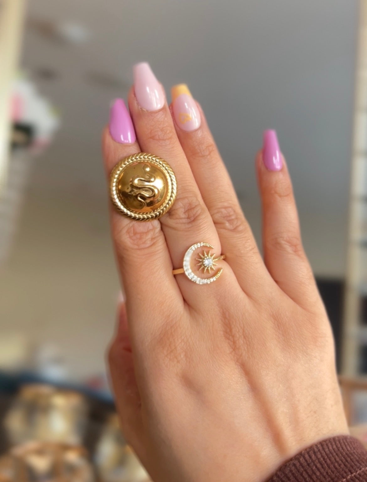 Vintage Serpent Coin Stud Earring