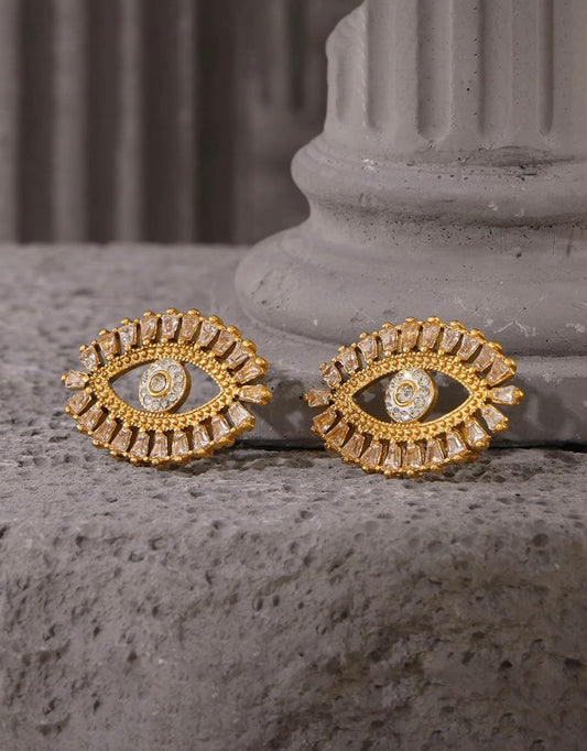 Evil Eye Zircon Titanium Steel Stud Earring
