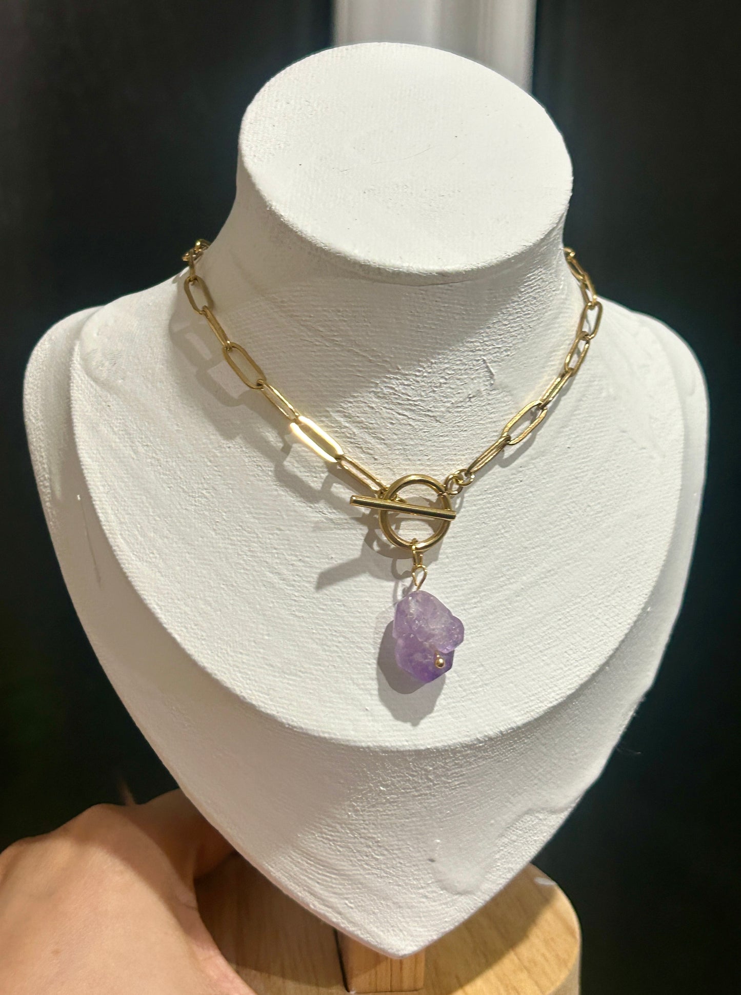 Raw Amethyst Toggle Chain Necklace