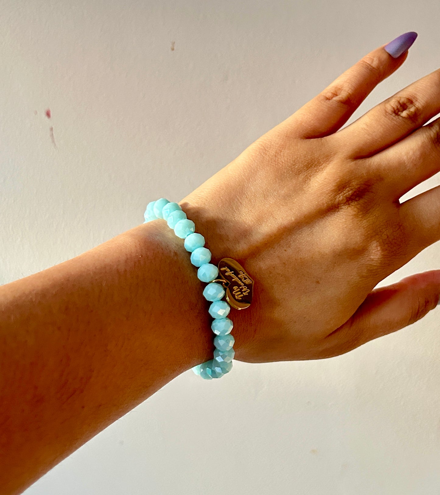 8mm Glass Beads Charm Bracelet